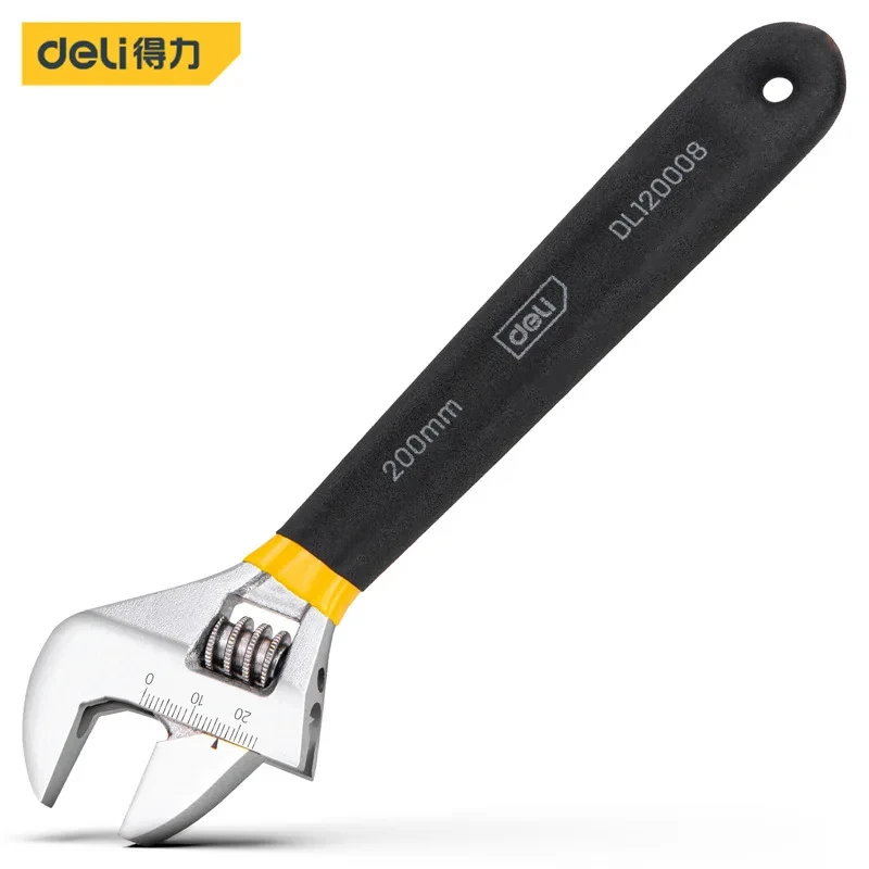 DELI Adjustable Wrench Universal Spanner Dip Plastic Carbon Steel Mechanical Workshop Hand Repair Tools Car Bicycle Wrench