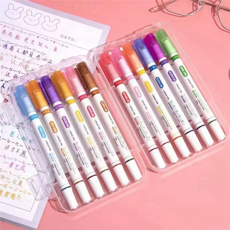 12 Constellation Highlighter Pen Set,12 Different Shapes Dual Tip Markers Pen For Kids Stationery School Supplies-ABVP