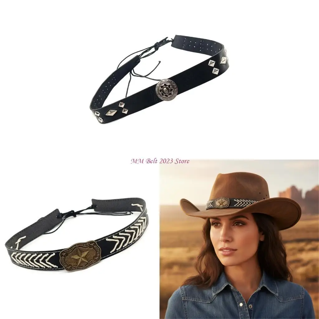 

49ME Декоративные ремни для шляп, прошитый ремень для замены шляп Western и Fedora