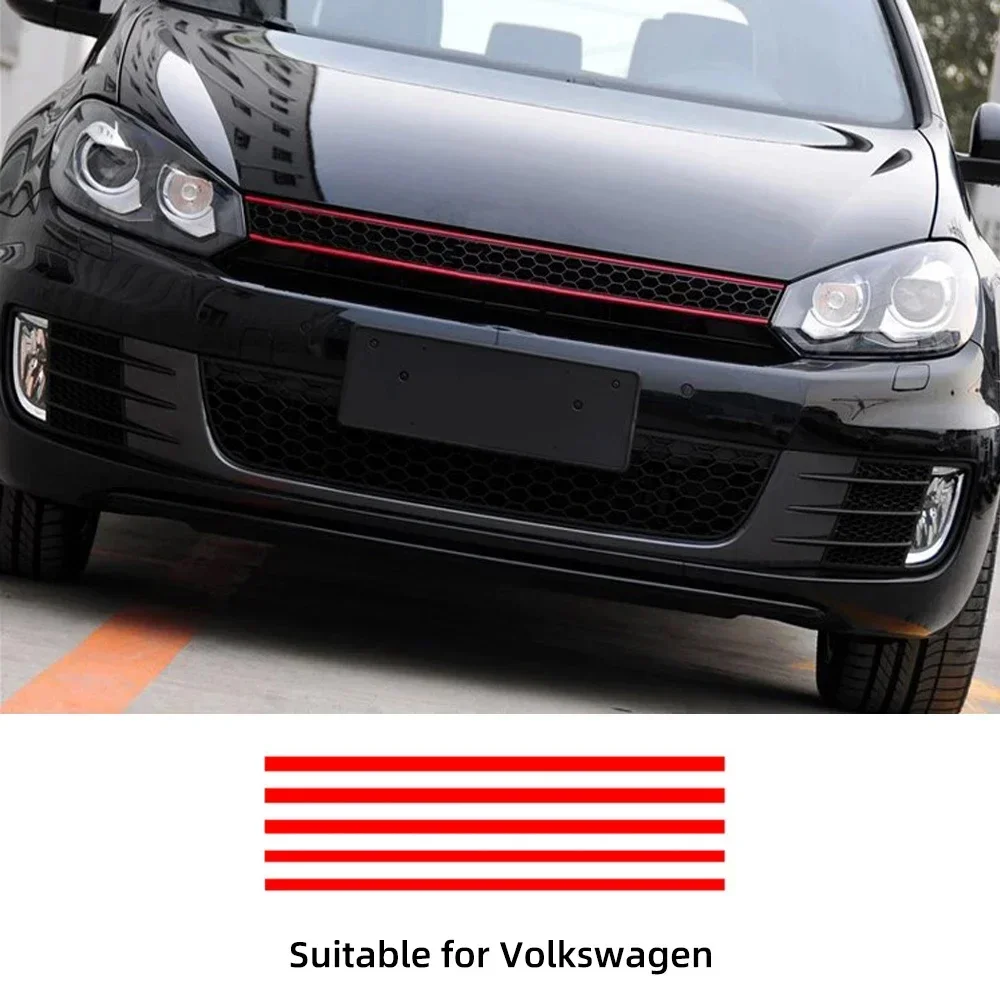 

Для Volkswagen VW Golf 6 7 Polo, 5 шт., 40 см, светоотражающие наклейки-полосы на капот и решетку радиатора, декоративные наклейки для стайлинга автомобиля