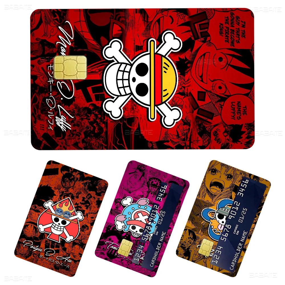 Japanese Anime One P-Piece Credit Card Skin Stickers No Adhesive Residue Water Proof For VISA Credit Card Subway Access Card