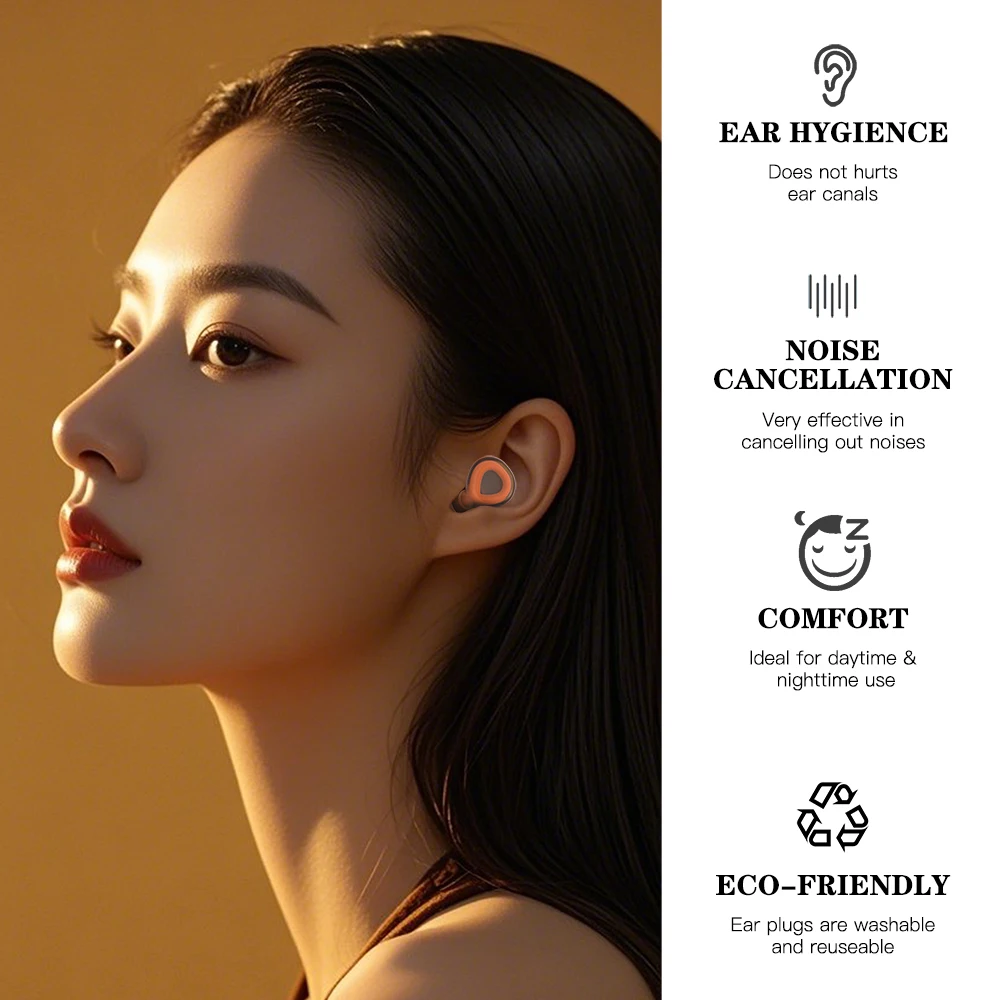 Olyga High Quality Silicone Transparent Anti-noise Earplug Sleep Side Sleepers Hearing  Protection Noise Canceling Earplugs 28dB