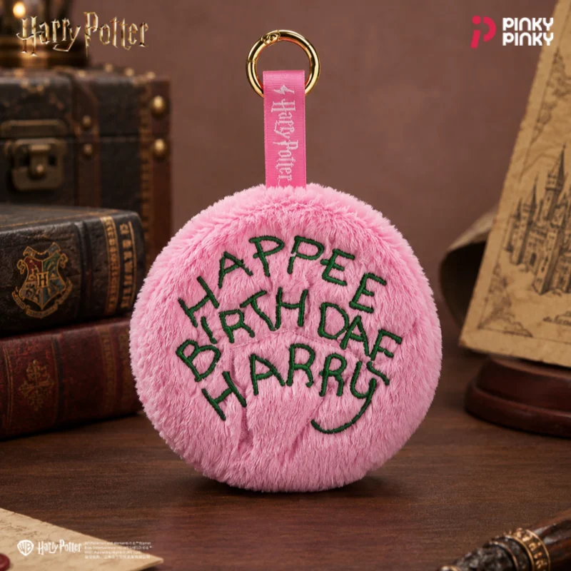 Pinky Harry Potter Birthday Cake Plush Keychain Bag Charm Earphone Pouch,Cute Gift for Halloween & Christmas view 2
