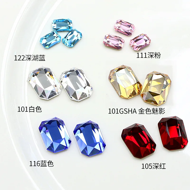 Rectangle Octagon K9 Crystal Flatback Rhinestone Glass 10 Colors for Tumbler Water Bottle Shiny DIY Craft Bag Shoes Curtain Set