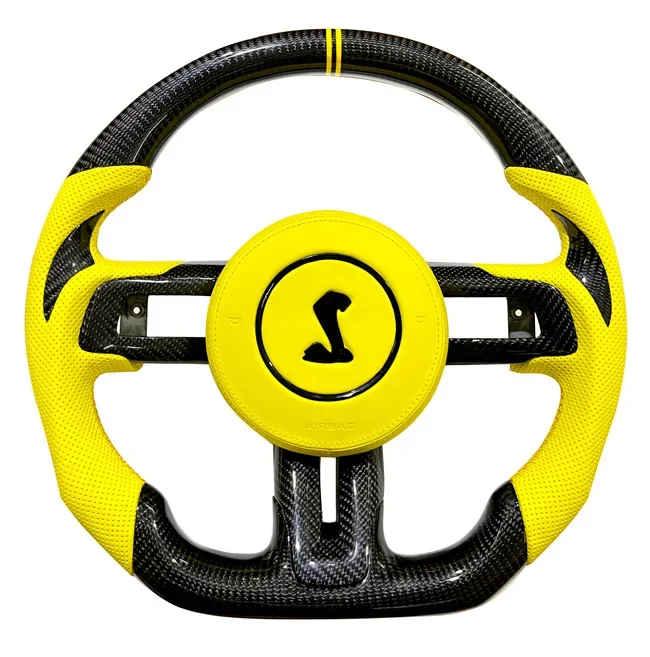 

Логотип змеи на заказ 2014-2017 для спортивного рулевого колеса Ford Mustang из углеродного волокна с плоским дном