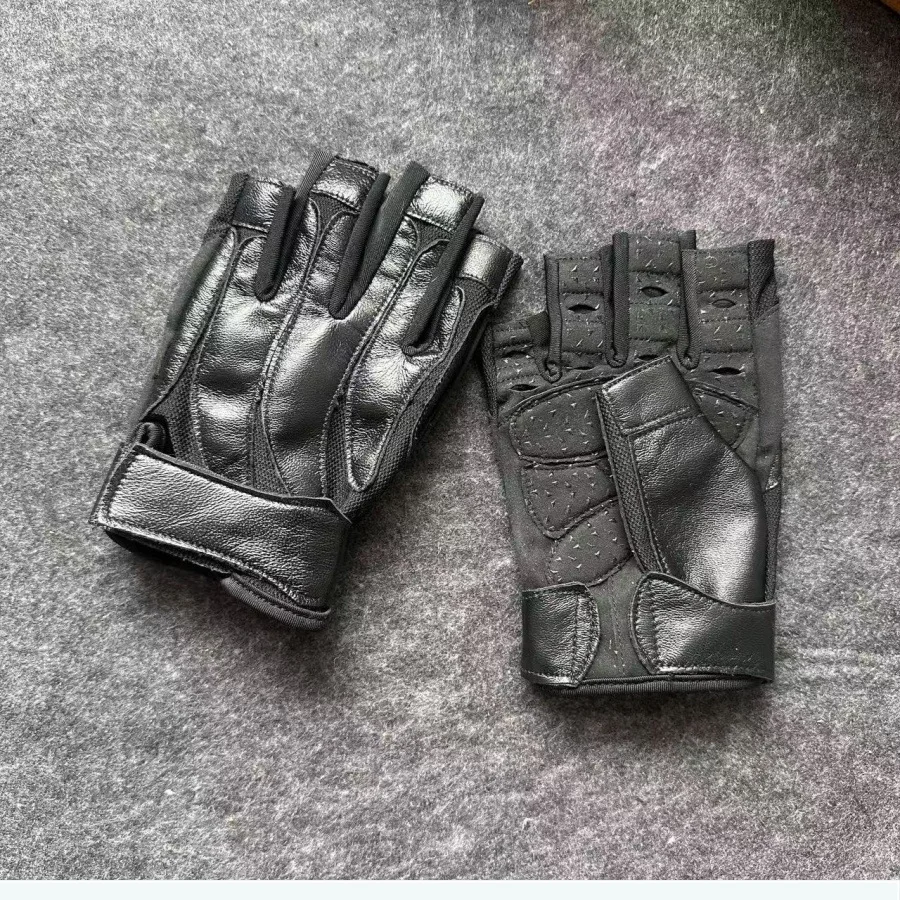 

Men's Fingerless Biker Punk Gloves, Black Half‑Finger Outdoor Driving & Motorcycle Riding Gloves