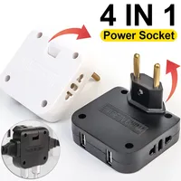 4 in 1 EU Plug 180 Degree Rotatable Socket Converter US To EU Travel Aadapters with 2 USB Ports Electrical Socket AC Outlet