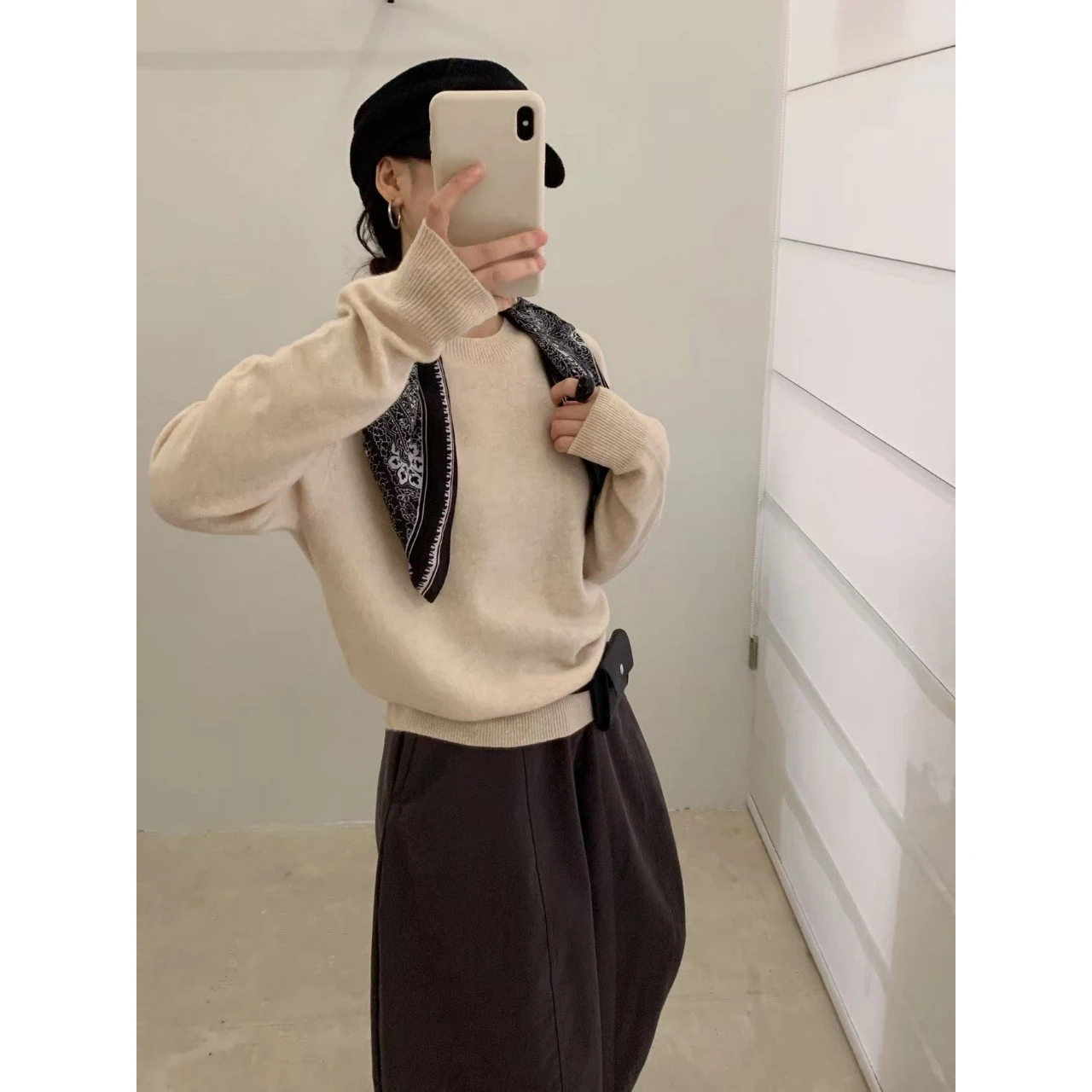 

Women's Camere Wool Sl One-Piece round Ne Versatile Base irt Knitwear Pure Color Simple Sweater G