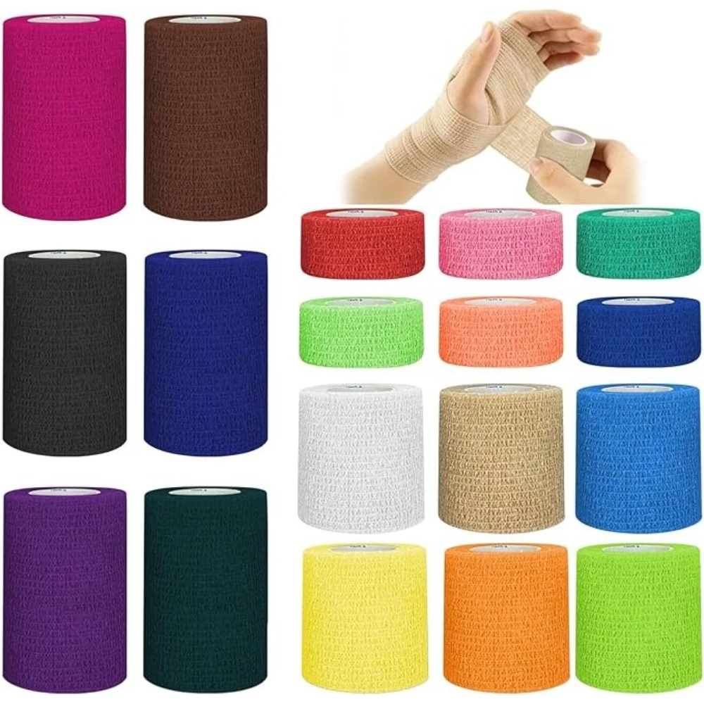 2.5-10cm Sports Self Adhesive Elasticity Bandages First Aid Tape for Finger Knee Wrist  Ankle Palm Sprains & Swelling Pet Tattoo