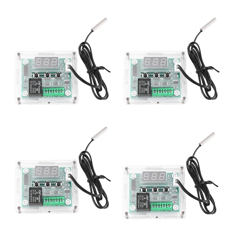 4X W1209 DC 12V Thermostat Temperature Control Switch Thermometer Controller With Digital LED Display With Case