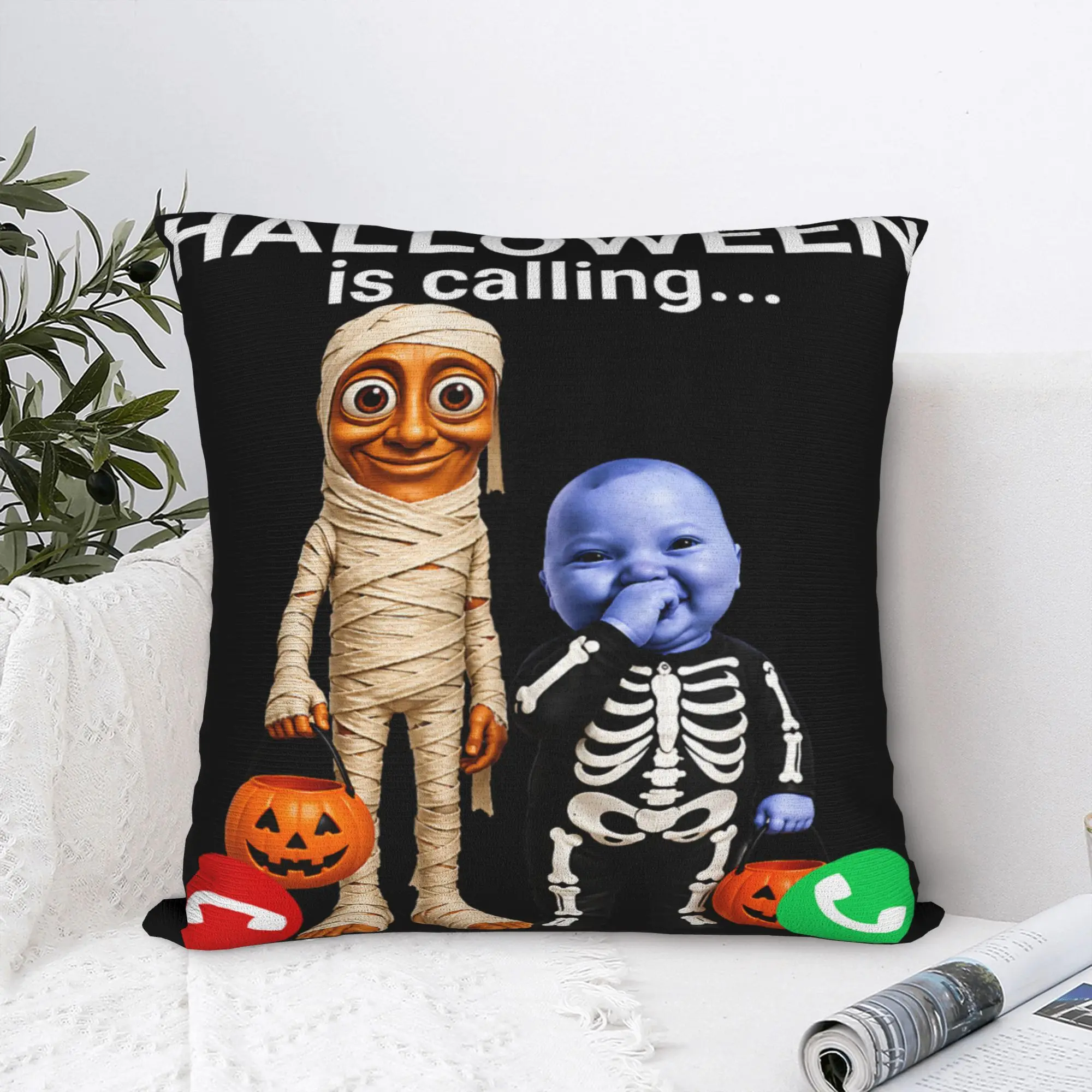 Halloween Tung Tung Tung Sahur AI Baby Pillowcases  Fashion Pillow Case For Sofa Home Decoration Comfy Pillow Cover