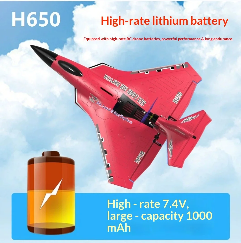 6CH RC Aircraft H650 Raptor Brushless Motor Fixed Wing Sea Land Air Tri-Phobic Waterproof EPP Glider