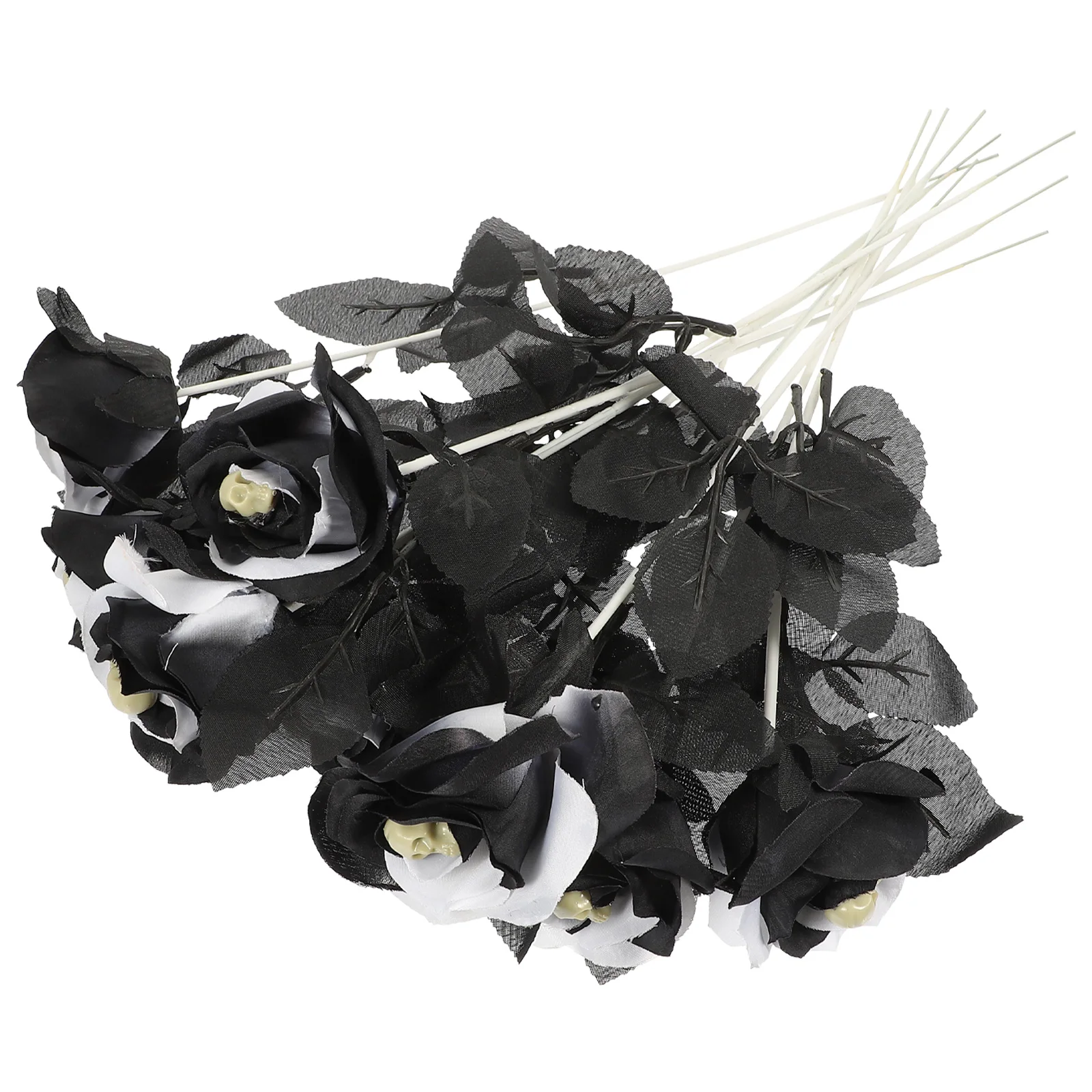 

10 Pcs Skullhead Rose Horror Party Decorations Halloween Skulls Polyester Fake Themed