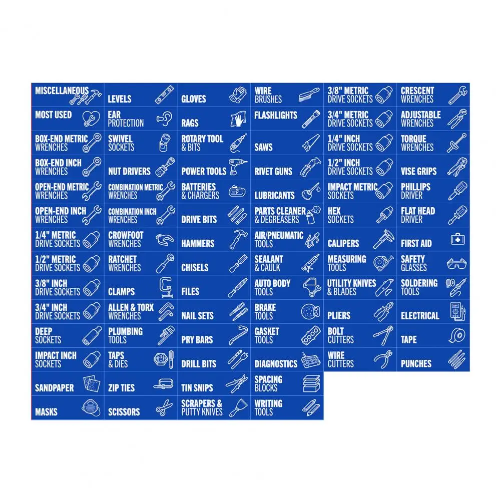 

Multi-functional Toolbox Label 80pcs Magnetic Toolbox Labels Reusable Organizer Tags for Tool Chests Steel Drawers Carts