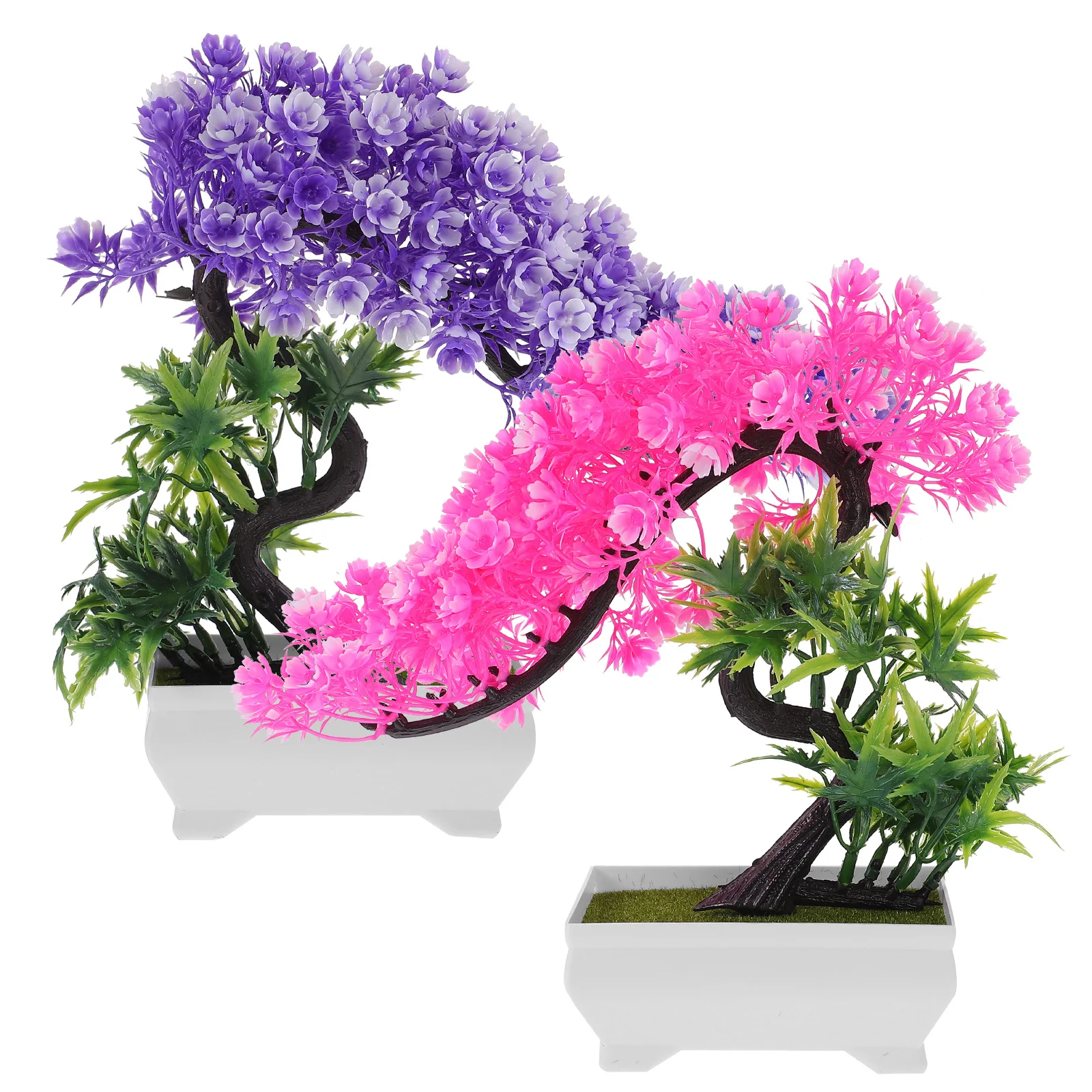 

2Pcs Artificial Bonsai Tree Realistic Plastic Potted Plant Fake Indoor Decoration for Home Artificial Bonsai Tree Realistic