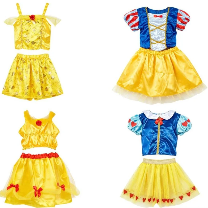 Classic Storybook Character Outfit, Puff Sleeve Top with Layered Tulle Skirt for Holiday Cosplay Performance Gathering Occasion