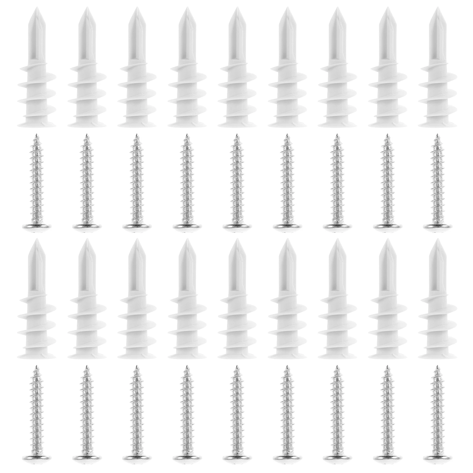 

50 set Self Drilling Drywall Anchors Heavy Duty Plasterboard Tapping Screws Fixing Kit For Thick Walls Spiral Expansion Tube