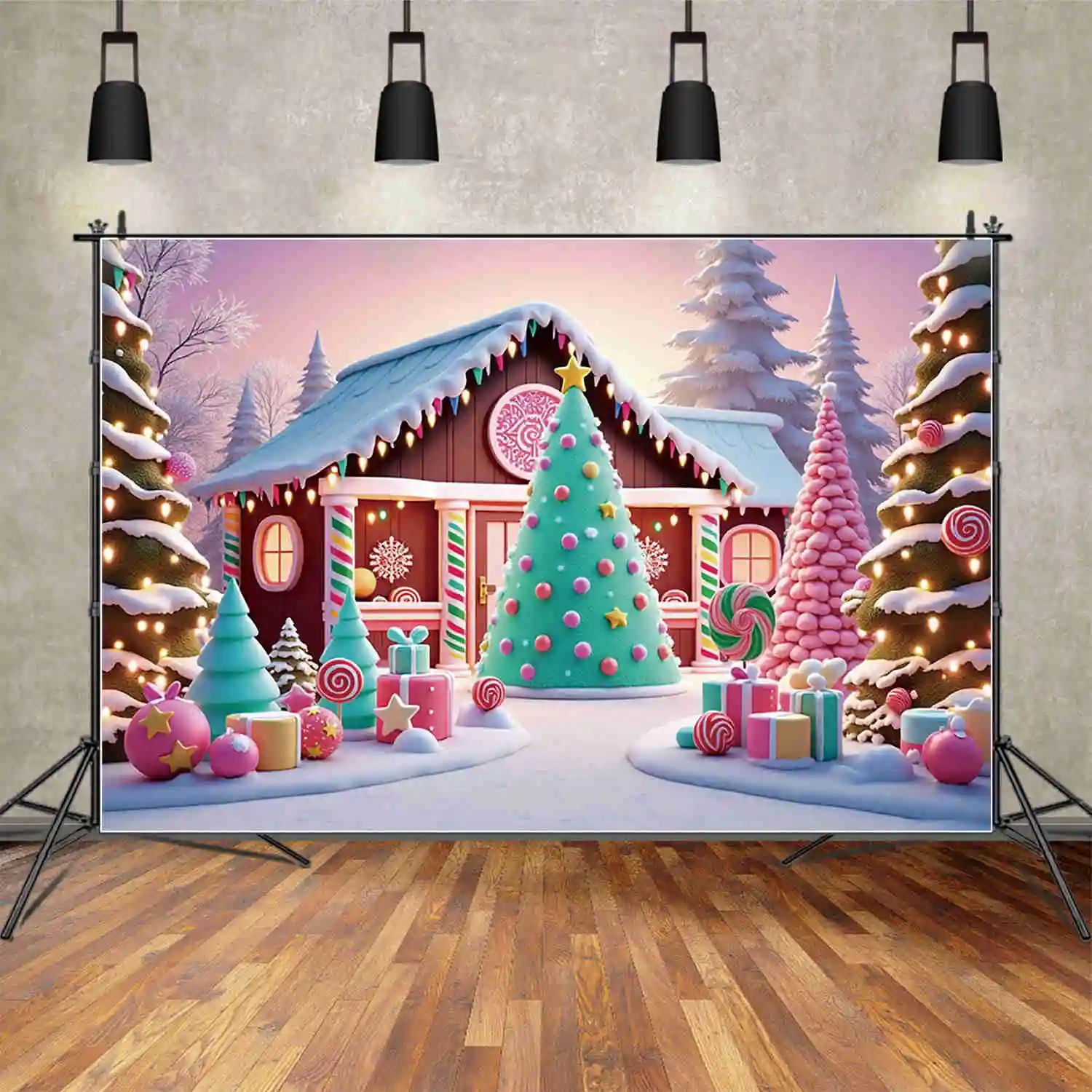 MOON.QG Christmas 2025 Background Photography Room New Year Xmas Tree Photocall Backdrop Children Studio Photobooth Accessories