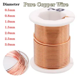 T2 Pure Copper Wire Coil Soft Conductive Copper Wire Thin Copper Electrical Wire Line Bare DIY Dia 0.5 0.8 1.0 1.5 2.0 2.5 3.0mm