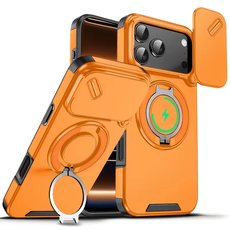 Heavy-duty Rugged Magnetic Stand Case For iPhone 18，17 ，16，15，14，13，12  Pro Max Plus Slide Camera Protect For Magsafe Cover - view 5