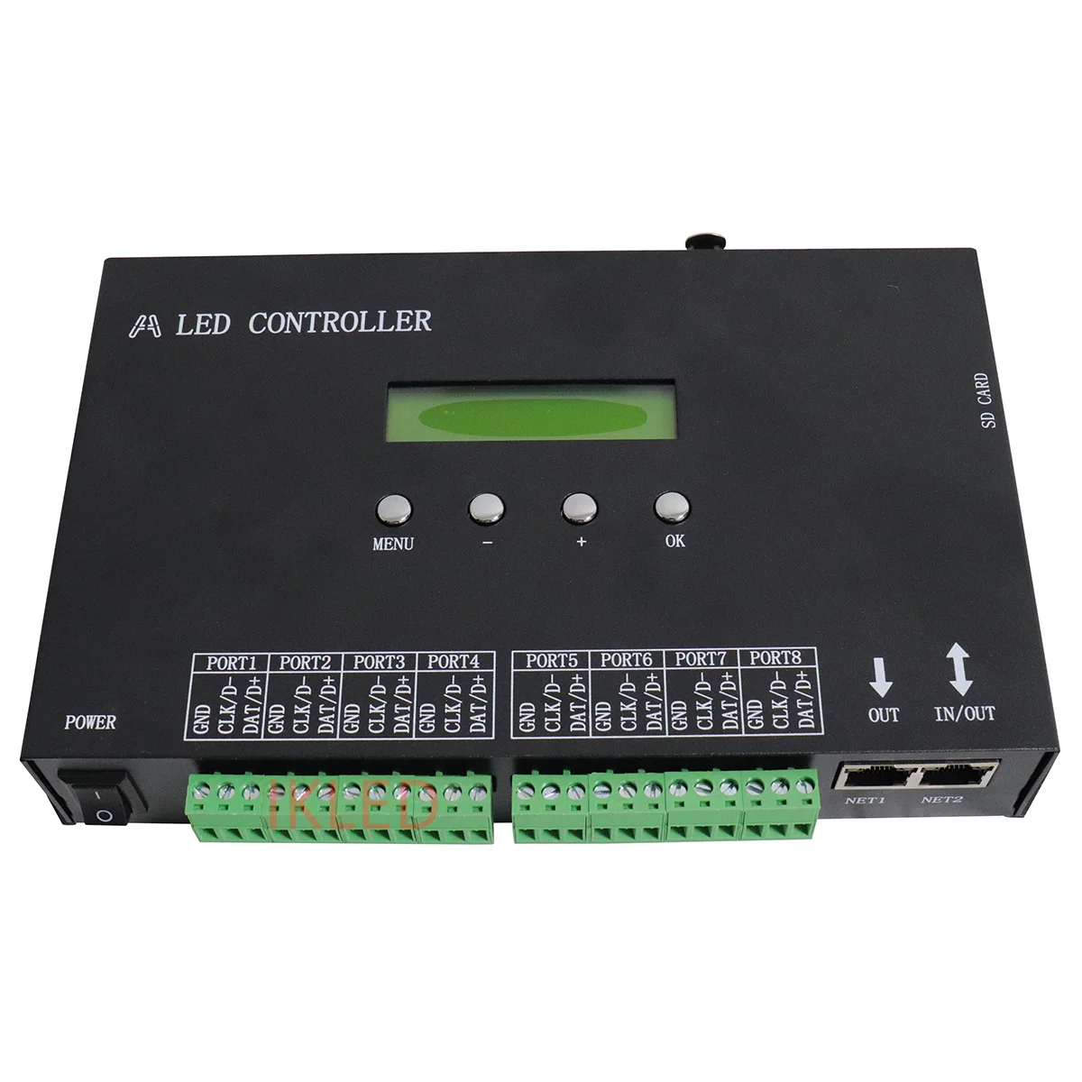 

led artnet 8 ports controller,48 universes 8160 RGB pixels,6144 RGBW pixels,online to PC or offline SD card,DMX512 7 channels