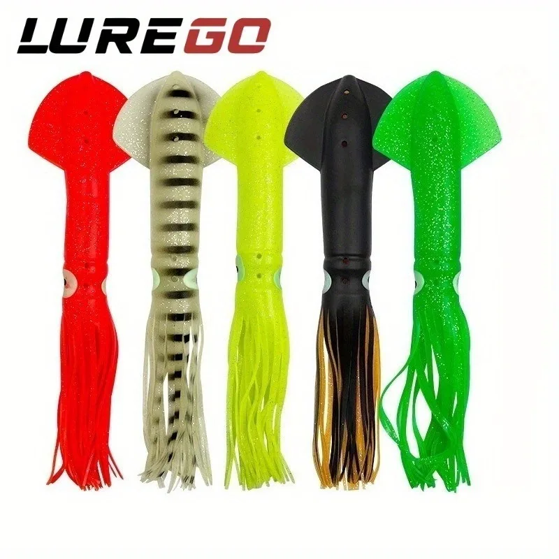 1 Stück Verbesserter Leuchtender 30cm 5-Farben-Oktopus-Köder - Leuchtender Tintenfisch-Köder, Weicher Köder für Weitwürfe, Salzwasser-Angelausrüstung, Anti-Biss-Design