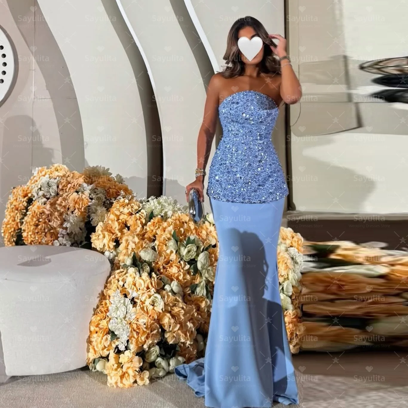 

Sayulita Prom Dresses Strapless Sexy Back فساتين سهرة فخمة ٢٠٢٥ Long Sweep Evening Party Dress Customized