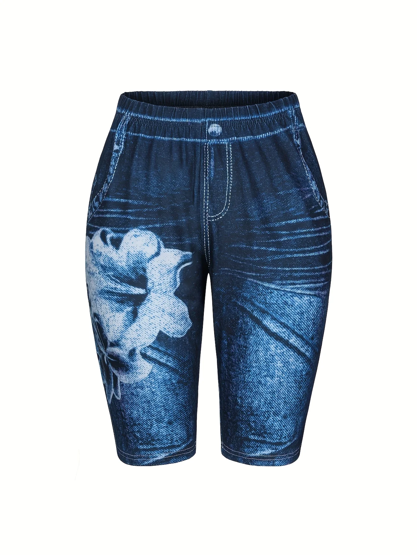 Ensemble de jeggings en denim de style fleur de lys pour femmes, jeggings confortables, leggings décontractés assiste, shorts 216.239., 3 pièces