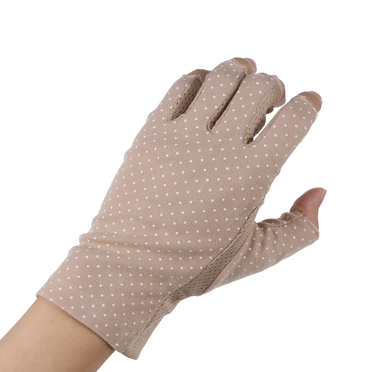 1Pair Sunblock Gloves Ultrathin Comfortable Workout Mitten for Summer Cycling Climbing Riding Non-Skid Design Khaki