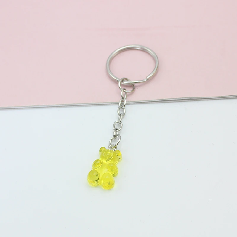 11 Candy Color Gummy Bear Keychain For Women Cute Resin Charms Keyring Fashion Jewelry Accessories Gift for Men Wholesale