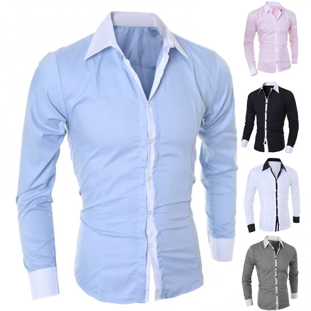 Shirt Men Clothing Long Sleeved Non Ironing Business Formal Work Suit Shirts Men\'s Button Tops