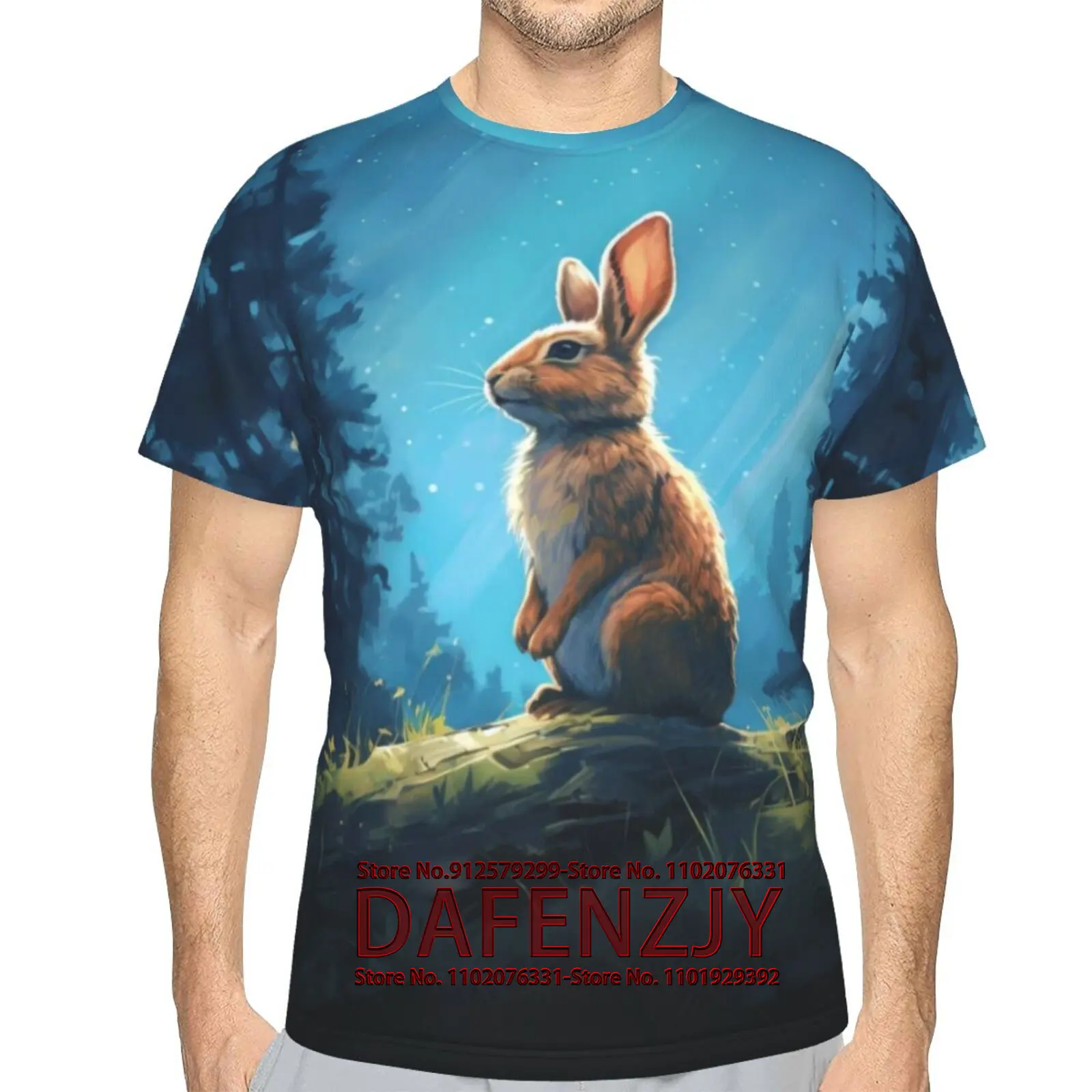 

Mens Casual Rabbit 3D Printed T-Shirts Short Sleeve Tops Tees