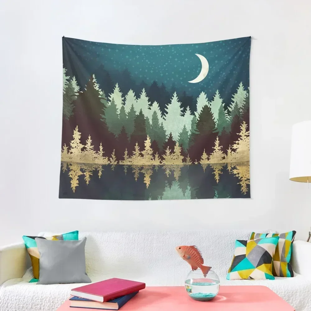 Star Forest Reflection Tapestry Art Mural Outdoor Decor Japanese Room Decor Tapestry