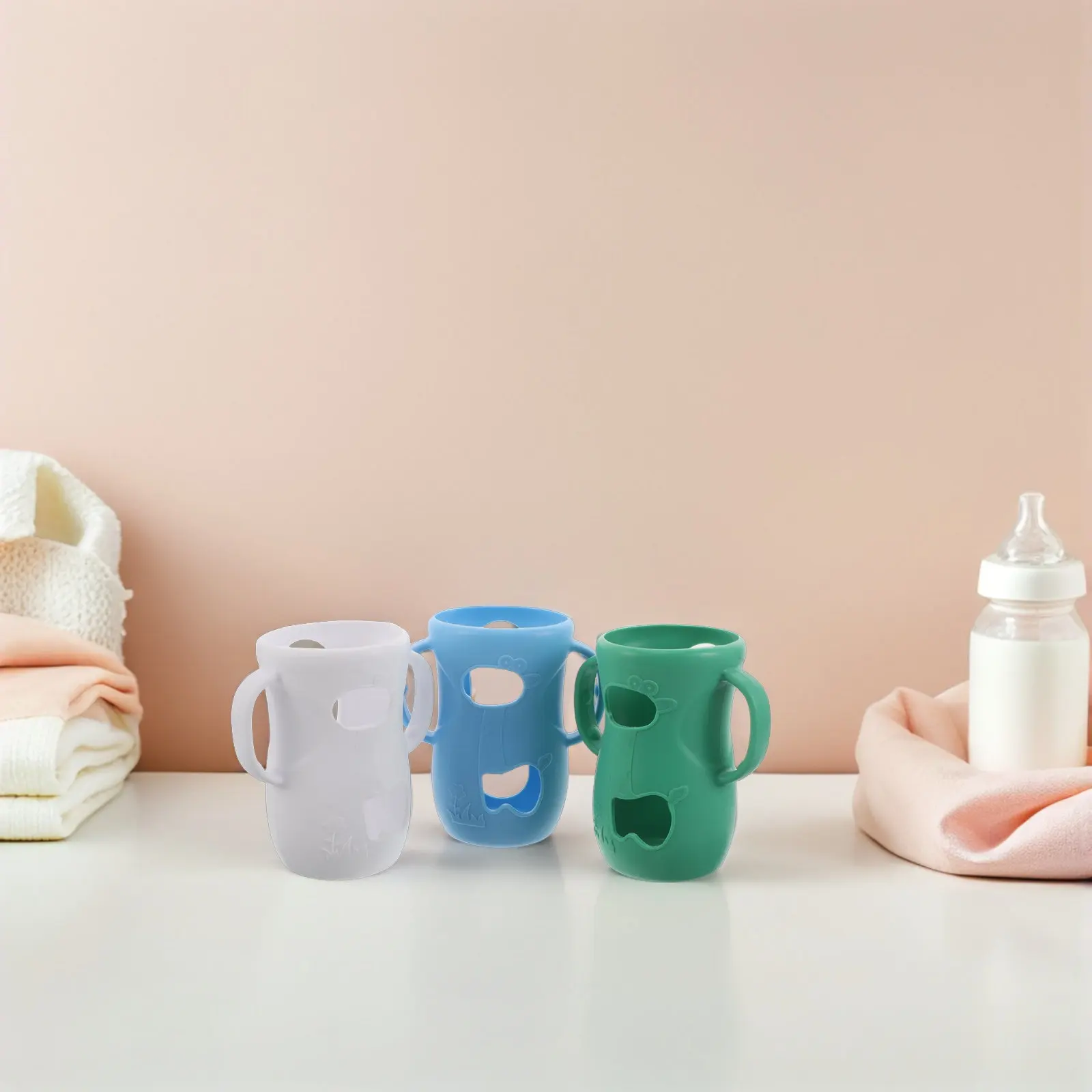 

Набор из 3 силиконовых термочехлов для детских бутылочек: мягкие, изолирующие, защитные от повреждений, для стеклянных бутылочек новорожденных, для кормления и путешествий