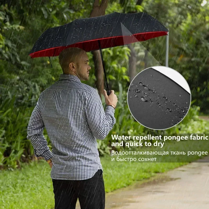 Double Layer Umbrella for Men and Women, Windproof, Fully Exist, Rain, Bath, Luxury, Business, Large Parasol