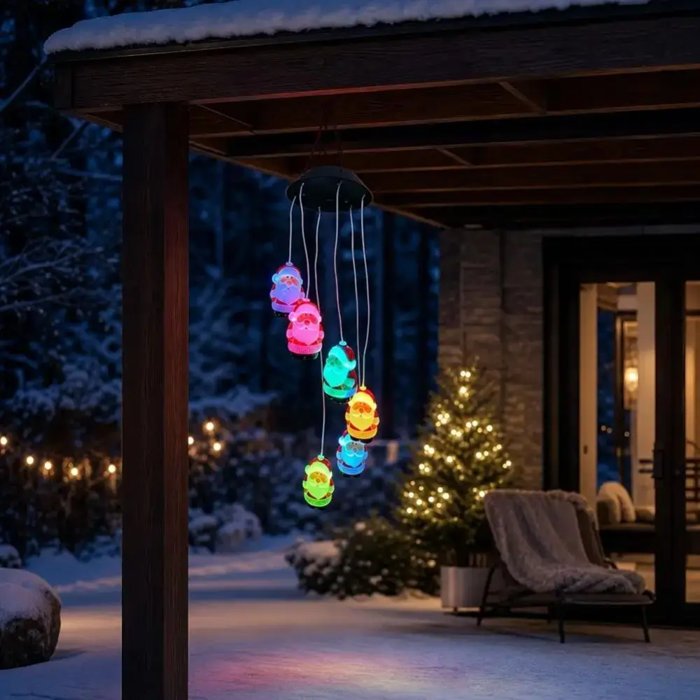 Creative Star Wind Chime Light Santa Claus Oval Colorful Wind Chime Light Decoration IP65 Solar Decorative Lamp Windows