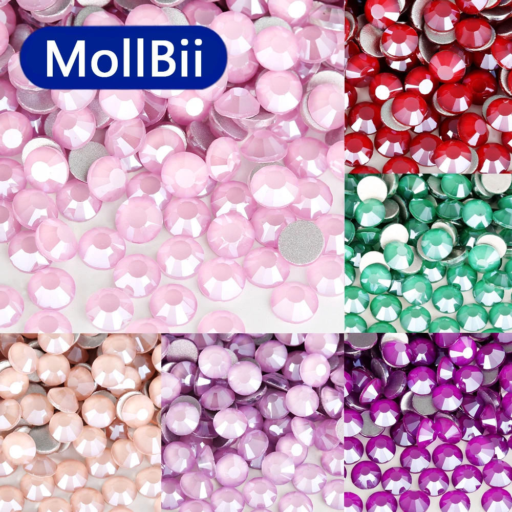 

MollBii 2025 New Mocha Color Series Страза Glitter Crystal Non Hotfix Rhinestones SS6-SS30 DIY Nail Art Rhinestones Decorations