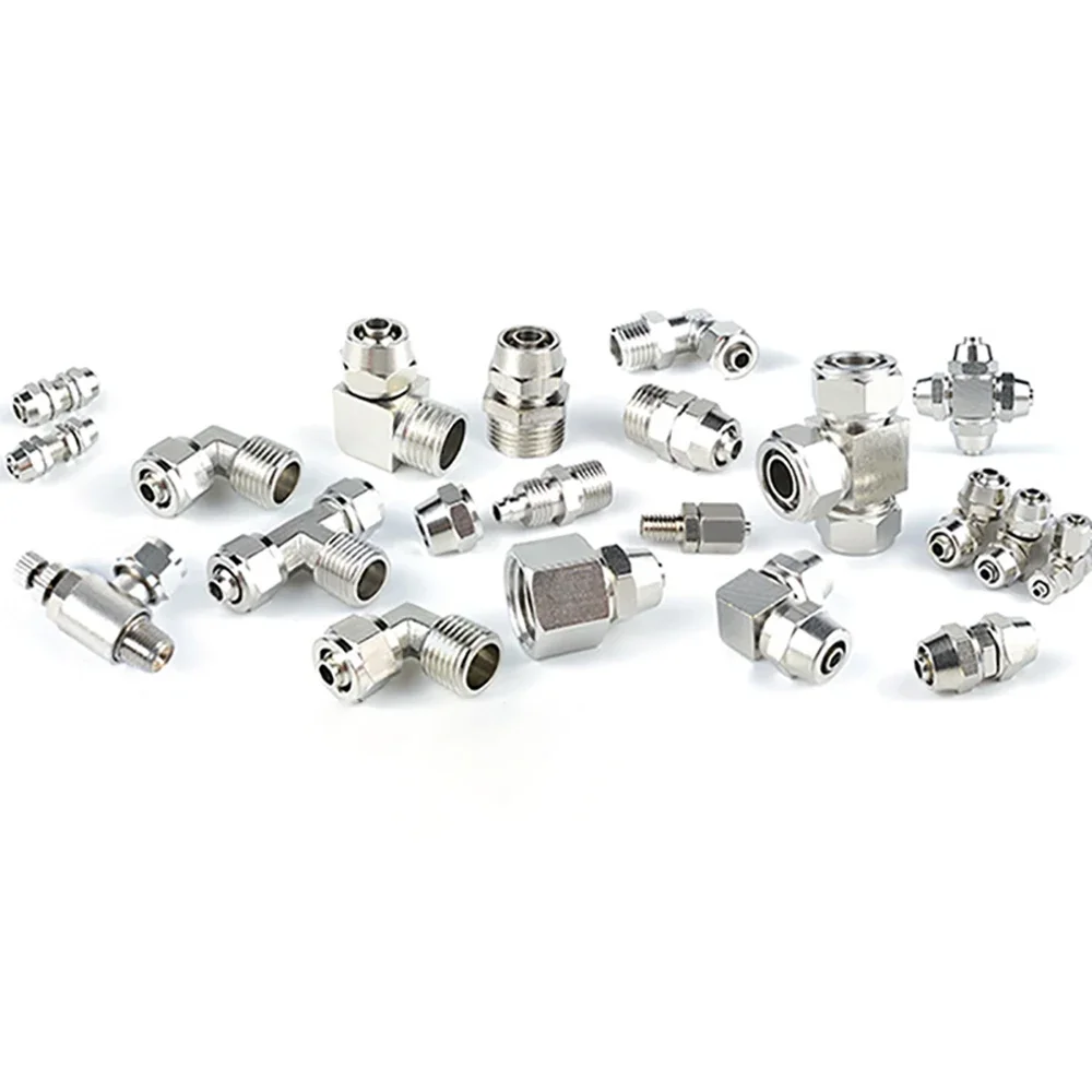 Nickel-plated copper internal thread external thread 1/8 1/4 3/8 1/2 inch thread (PT) trachea quick connector 4 6 8 10 12 mm