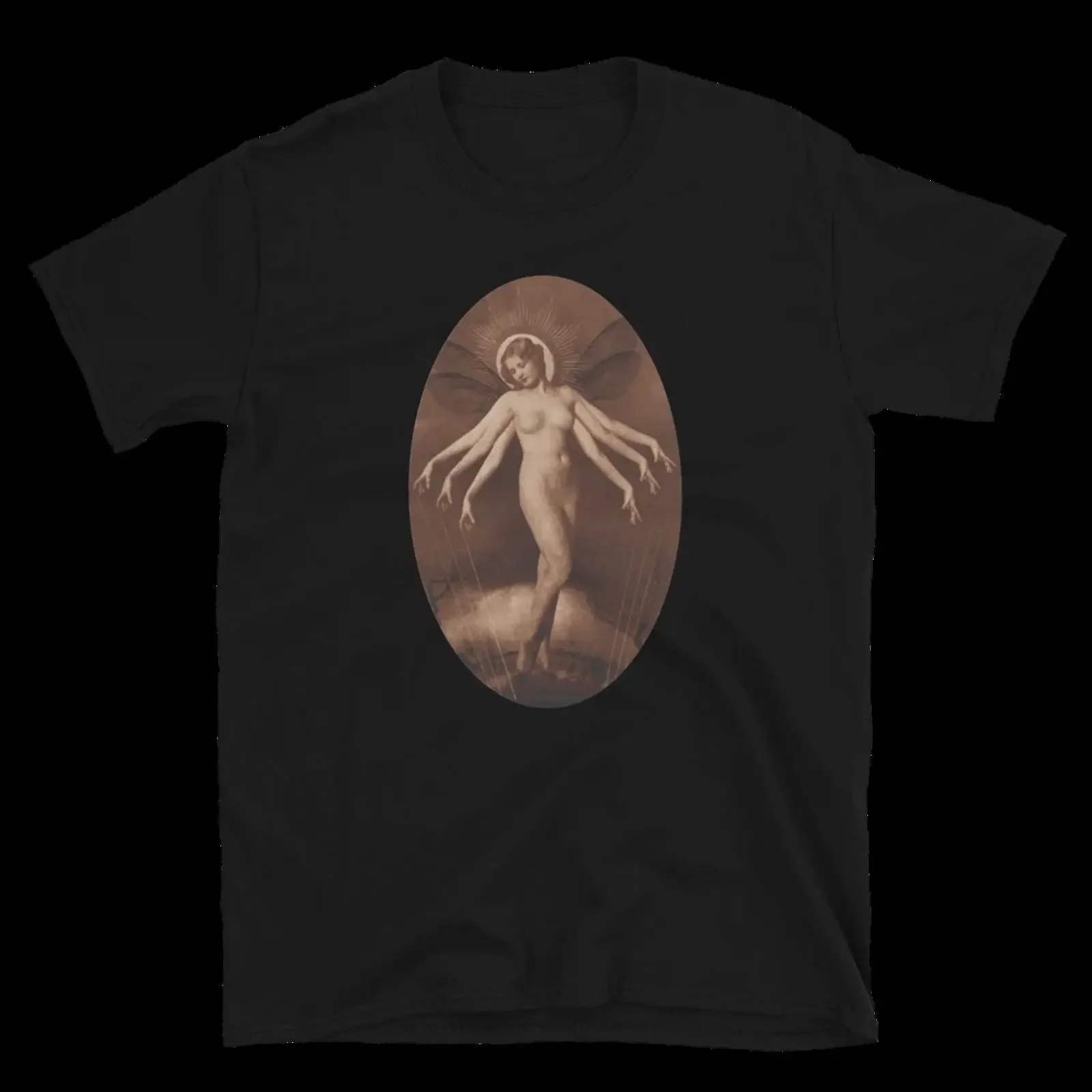 Gothic Six Armed Dancing Woman T Shirt Mystical Multilimbed Unique vintage Washed Comfortable streetwear Stylish Slightly