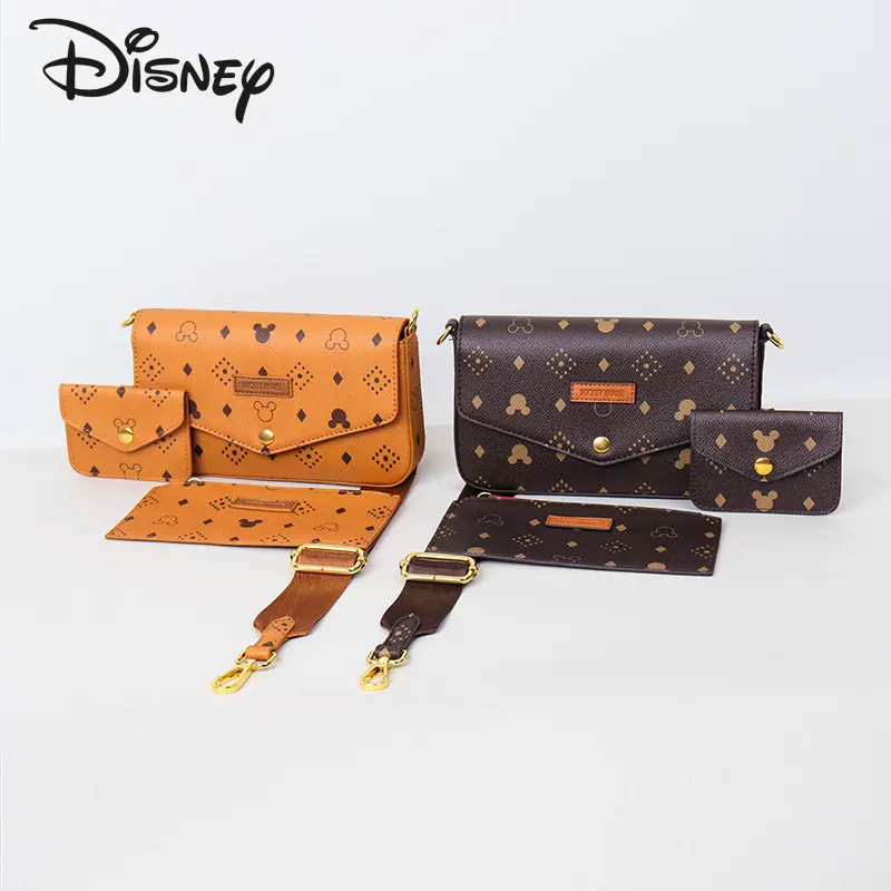 Bolsa Crossbody Disney-Mickey para Mulher, Alta Qualidade, Bolsa Móvel, Alto Sentido, Moda, Original, Nova, 3 em 1