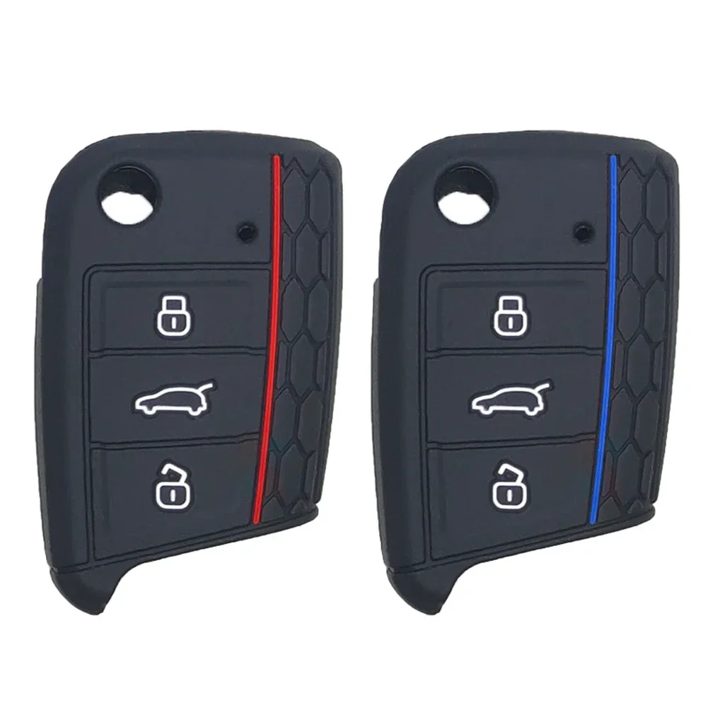 Car Key Cover Case Silicone Shell For VW Golf 7 MK7 VII Tiguan Polo Skoda Octavia A7 Kodiaq Seat Ateca Leon 3 Button