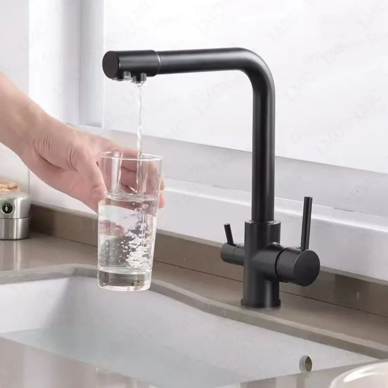Gold Luxury Water Filter Tap Kitchen Faucets Kitchen Faucet Tap Hot Cold Water Tap for Kitchen Brass Purifier Vessel Sink Mixer