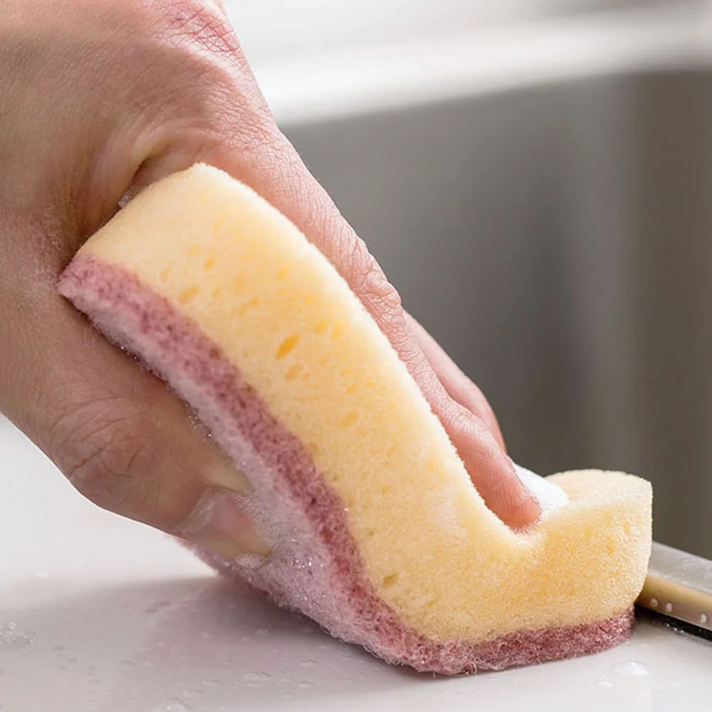 

12pcs Dual Color Scrubber Lightweight Cleaning Sponge For Kitchen Dish Bowl Cup Home Practical Creative Sponge Home Cleaning Pad