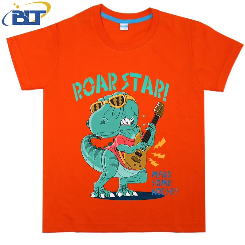 เสื้อยืดเด็กลายไดโนเสาร์ roarstar เสื้อลำลองแขนสั้นผ้าคอตตอนสำหรับฤดูร้อนเหมาะสำหรับทั้งเด็กผู้ชายและเด็กผู้หญิง