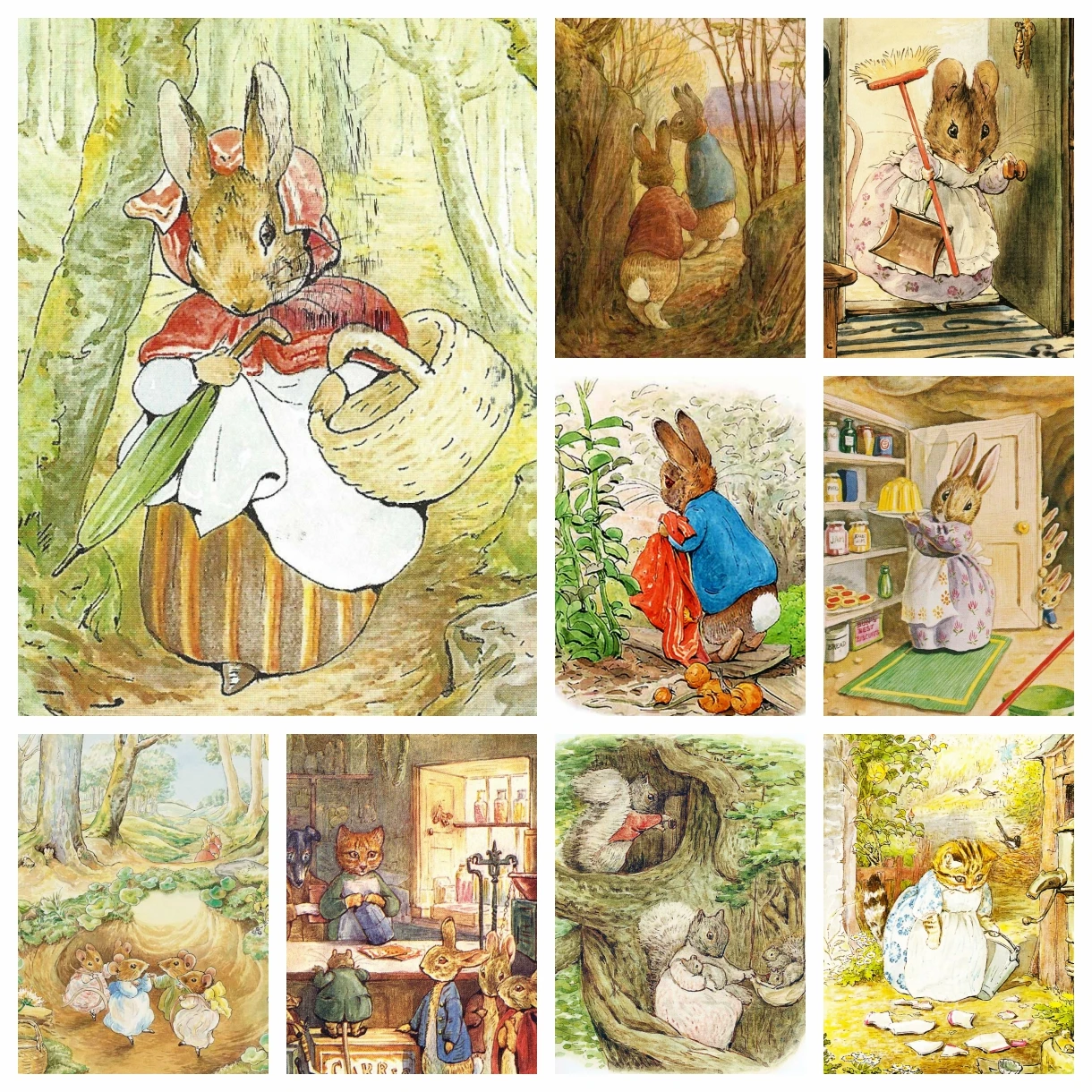 Beatrix Potter Artwork Diamond Painting Animals Cat Mouse Rabbit Cross Stitch Kits Embroidery Picture Mosaic Craft Home Decor 5D