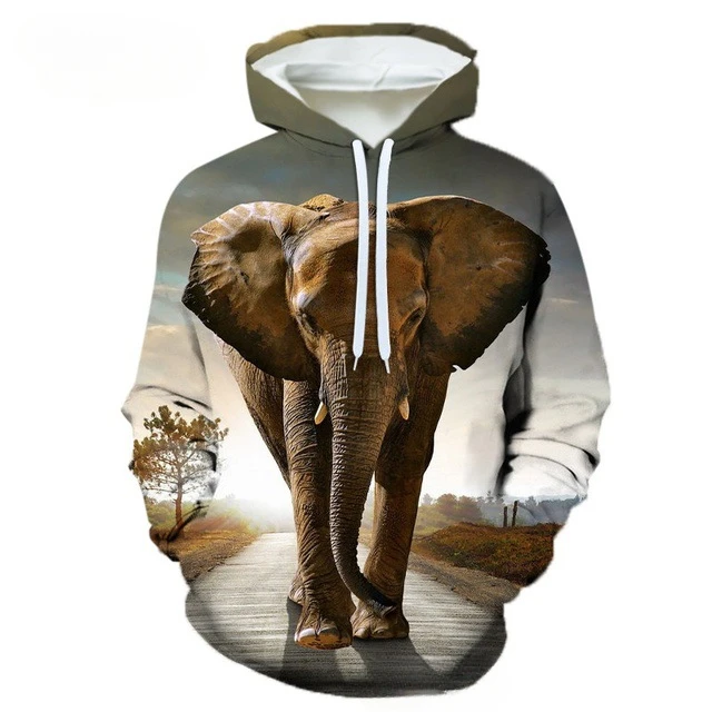 Elephant 3D Print Fashion Hoodie Men Women Harajuku Long Sleeve Sweatshirts Hip Hop Tracksuits Cool Streetwear Pullovers S-7XL