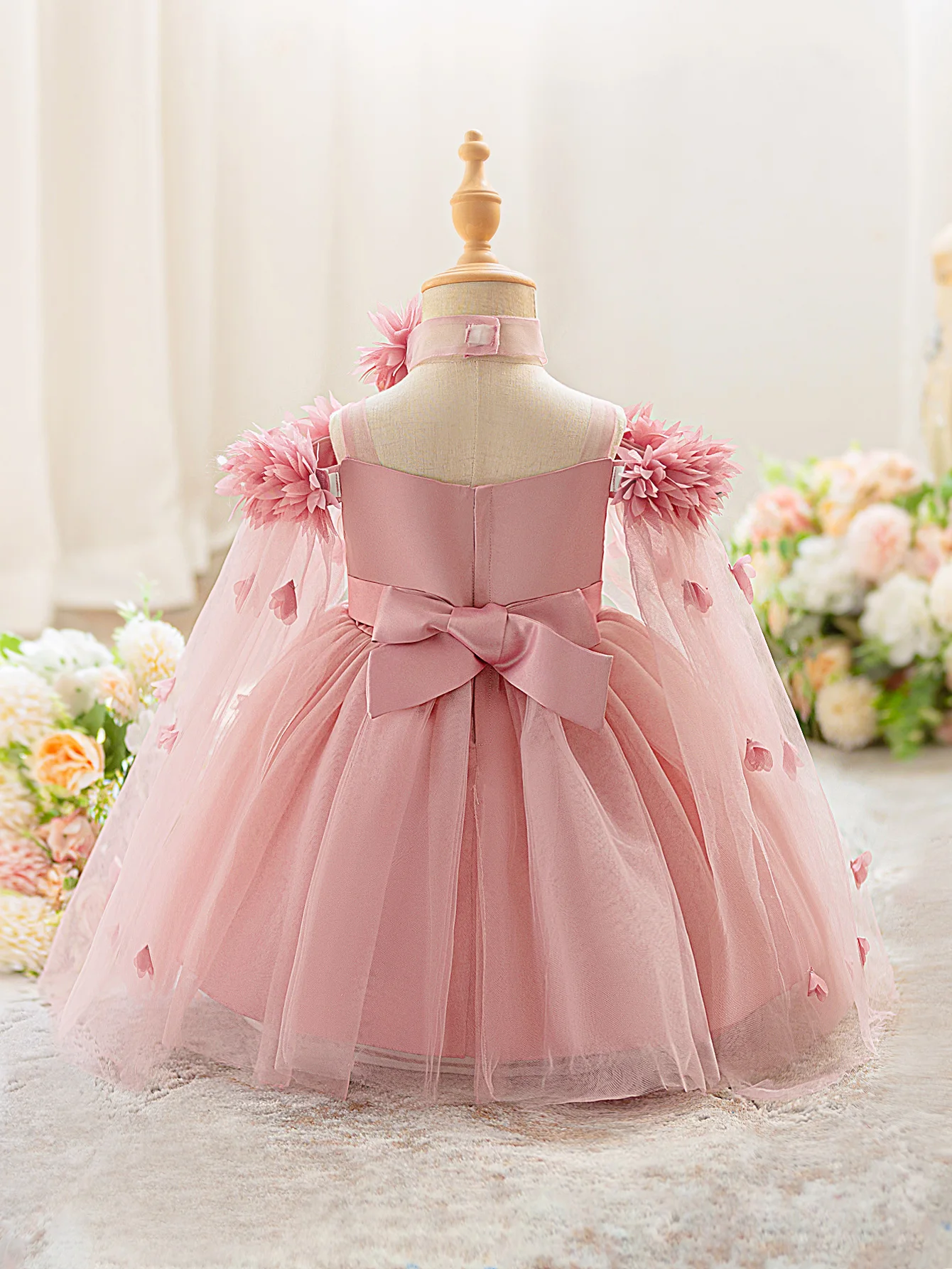 Elegant Flower Girls Party Princess Dress for Baby Tulle Baptism Wedding Bridesmaid Dress Toddler 1st Birthday Girl Prom Costume