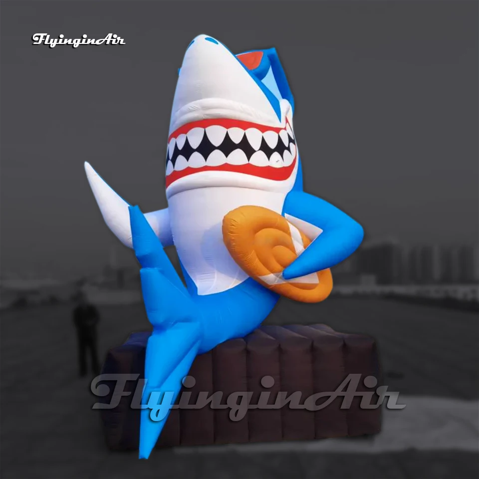 

Wonderful Blue Giant Smiling Inflatable Shark Cartoon Marine Animal Mascot Model For Sea Theme Event