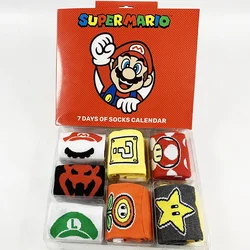 Caja de regalo de calcetines de Super Mario, calcetines de tubo medio de dibujos animados, serie Blind Box, calcetines de algodón periféricos de dibujos animados para niños, regalo de moda para estudiantes