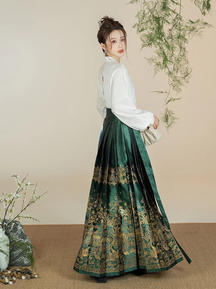 

Mamian Qun Skirt High Quality Vintage High Waist Fashion Horse-Face Skirt New Chinese Style Hanfu Mopping Long Skirt